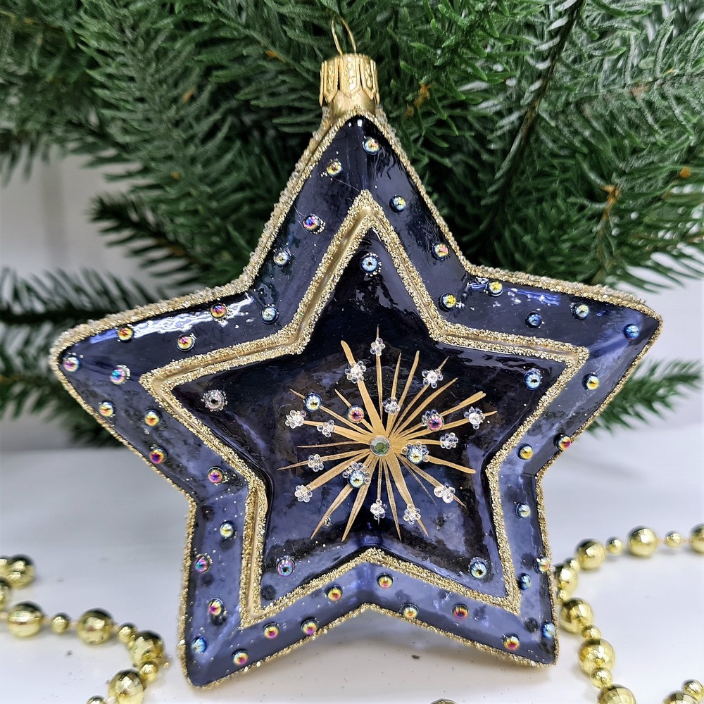 фото Стеклянная елочная игрушка Звезда-5