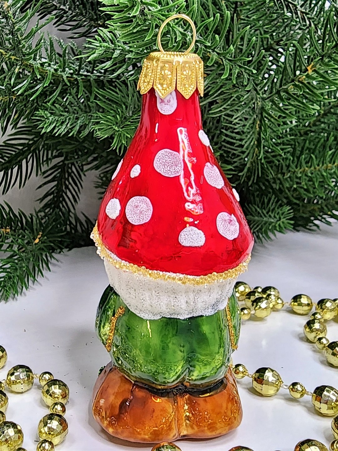фото Стеклянная елочная игрушка Гномик